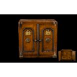 Early 20thC Novelty Oak Tea Caddy In The Form Of A Two Door Safe,