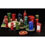 Collection of Miniature Post Boxes includes two phone boxes,