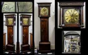 An 18thC Oak Cased 30 Hour Long Case Clock, with a 11.