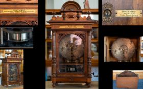 A 19th Century Coin Operated Penny-in-the-Slot Walnut Polyphon, by Nicole Freres, Leipzig,