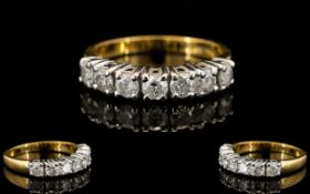 18ct Gold Attractive Diamond Set Half Eternity Ring - Diamonds of good colour and clarity.