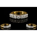 18ct Gold Attractive Diamond Set Half Eternity Ring - Diamonds of good colour and clarity.