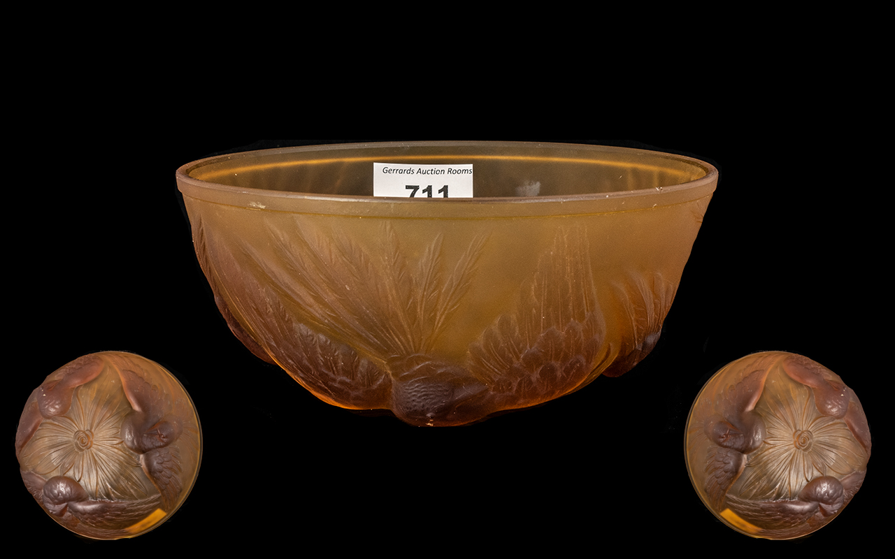 Lalique Style Bowl With Doves.