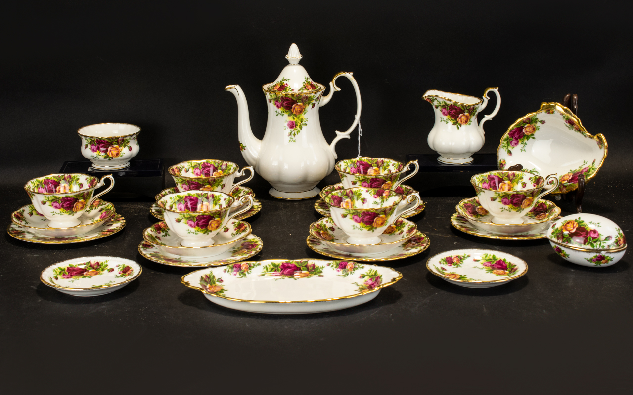 Royal Albert 'Old Country Roses' Tea Service comprising tea pot; milk jug, sugar bowl,