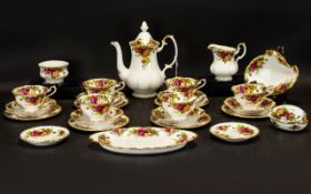 Royal Albert 'Old Country Roses' Tea Service comprising tea pot; milk jug, sugar bowl,