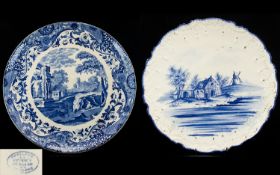Fine Quality Pair of Large 19th Century Copeland Spode Blue & White Porcelain Wall Plaques in