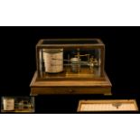 Victorian Period Walnut and Bevelled Glass Cased Barograph / Thermograph with 8 day movement and