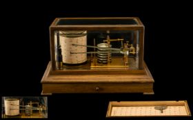 Victorian Period Walnut and Bevelled Glass Cased Barograph / Thermograph with 8 day movement and