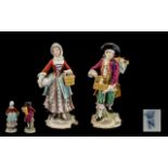 Capodimonte Late 19th Century Pair Of Handpainted Porcelain Figures.