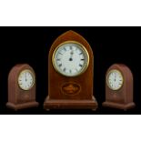 Edwardian Period Mantel Clock - Swiss made and nice quality mahogany cased bishops hat shaped