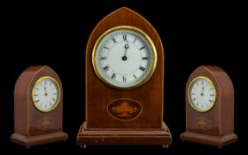 Edwardian Period Mantel Clock - Swiss made and nice quality mahogany cased bishops hat shaped