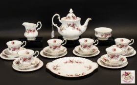 Royal Albert 'Lavender Rose' Teaset comprising of 1 tea pot, 6 teacups, saucer and side plates ,