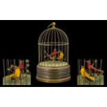 Victorian Period Good Quality Brass Bird Cage/Automation Musical Box with two birds singing and