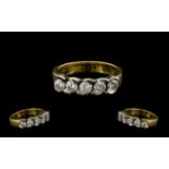 18ct Gold - Attractive and Pleasing 5 Stone Diamond Set Ring, The Five Round Modern Brilliant Cut