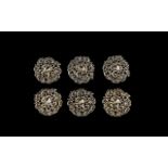 Art Nouveau Period Set of Six Silver Styalised Buttons of Attractive Design.