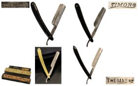 A Fine Quality of Antique Period Collection of Hollow Ground Steel Bladed Razors All with Razor