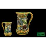 Mintons Mid 19th Century Handpainted Majolica Jug - features 'Dancing Figure Castle Wall' with