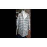 Jaegar Cream/Beige Checked Coat - Full length with leather buttons and piping to pockets. As new.