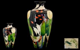 Moorcroft - Ltd and Numbered Edition Large and Stunning Tubelined Vase 'Birdsong' Pattern.