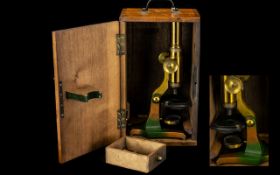 Optician's Microscope in Wooden Box by A Franks of Manchester.