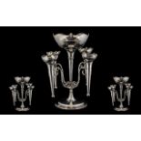 Art Nouveau Silver Plated Epergne Tulips Design,