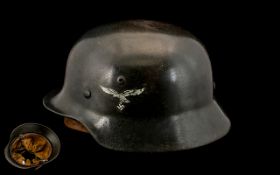 WW2 German Third Reich. Luftwaffe M35 Double Decal Steel Helmet.