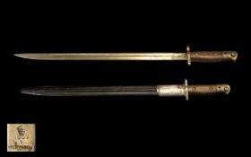 United Kingdom Pattern 1907 Bayonet With Scabbard. Marked Wilkinson 1907, Overall Length 23 Inches.