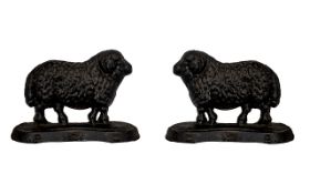Victorian Period Fine Pair of Cast Iron Figural Door stops In The Form of Rams / Sheep, Well