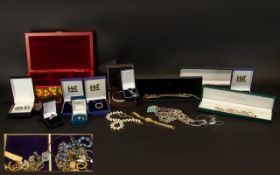 Large Collection of Vintage & Contemporary Costume Jewellery to include boxed silver crystal