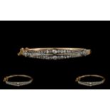 Antique Period 15ct Gold and Platinum Attractive and Exquisite Diamond Set Ladies Hinged Bangle with