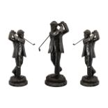 Modern Bronze Golfing Figure Depicting An Edwardian Gent In Full Swing,