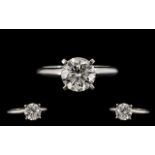 Ladies - Platinum Set Single Stone Diamond Ring, The Shank Marked Platinum,