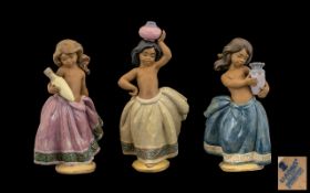 Lladro Gres Trio of Figures - all in first quality mint condition as follows: 1) Little Peasant