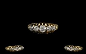 Antique Period Attractive 5 Stone Diamond Ring, Gallery Setting. Hallmark Birmingham 1907, The