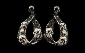 Skull and Black Spinel Snake Large Drop