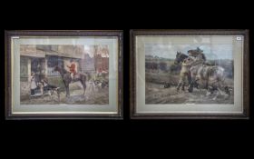 A Pair of Large Framed Coloured Prints t