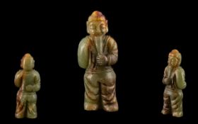 A Chinese Jadeite Stone Carved Figure. H