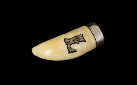 Scrimshaw. Antique Silver mounted Large