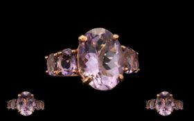 Rose de France Amethyst Statement Ring, an 8.5ct oval cut Rose de France amethyst with further