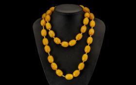 Early 20th Century Superb Quality Butterscotch Amber Bakelite Beaded Necklace of wonderful colour