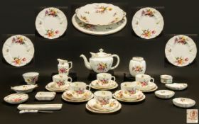 Royal Crown Derby Tea Service XLIII 'Posies' Pattern comprising: Teapot; 6 Cups, Saucers and Side