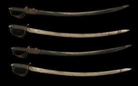 Two Indian Army Style Cavalry Trooper's Swords, display purposes only. Overall Length 37 Inches.