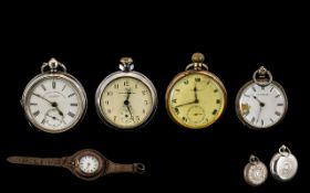 A Small Collection of Mixed Pocket Watches to include a silver cased key wind pocket watch white