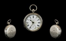 Antique - Period Sterling Silver Key Wind Express English Lever Open Faced Pocket Watch, Signed to