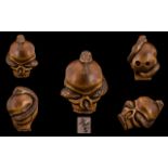 Japanese Superb Quality - Signed Carved Boxwood Netsuke, Early Meiji Period 1864 - 1912 Depicts a