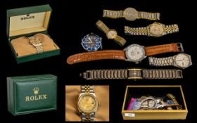 A Box Containing a Selection of Gent's Fashion Watches Mostly working all A/F. Approx 10