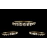 18ct Gold - Attractive Half Eternity Diamond Set Ring. Full Hallmark for 18ct. The Diamonds of
