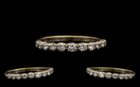 18ct Gold - Attractive Half Eternity Diamond Set Ring. Full Hallmark for 18ct. The Diamonds of