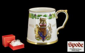 Spode Queens Silver Jubilee Bone China Tankard 1952 - 1977, in original box and as new condition.