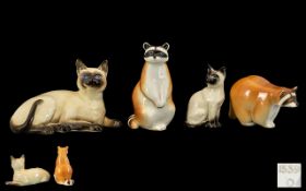 A Small Collection of Ceramic Animal Figures ( 4 ) In Total. Comprises Beswick Siamese Cat, 1st